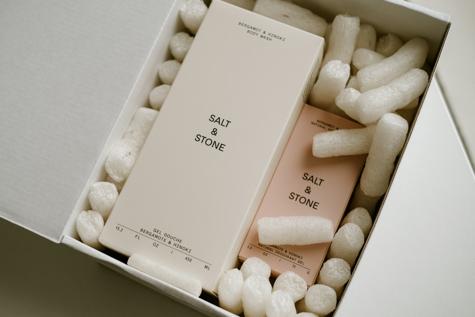 Branded product box opened on a table